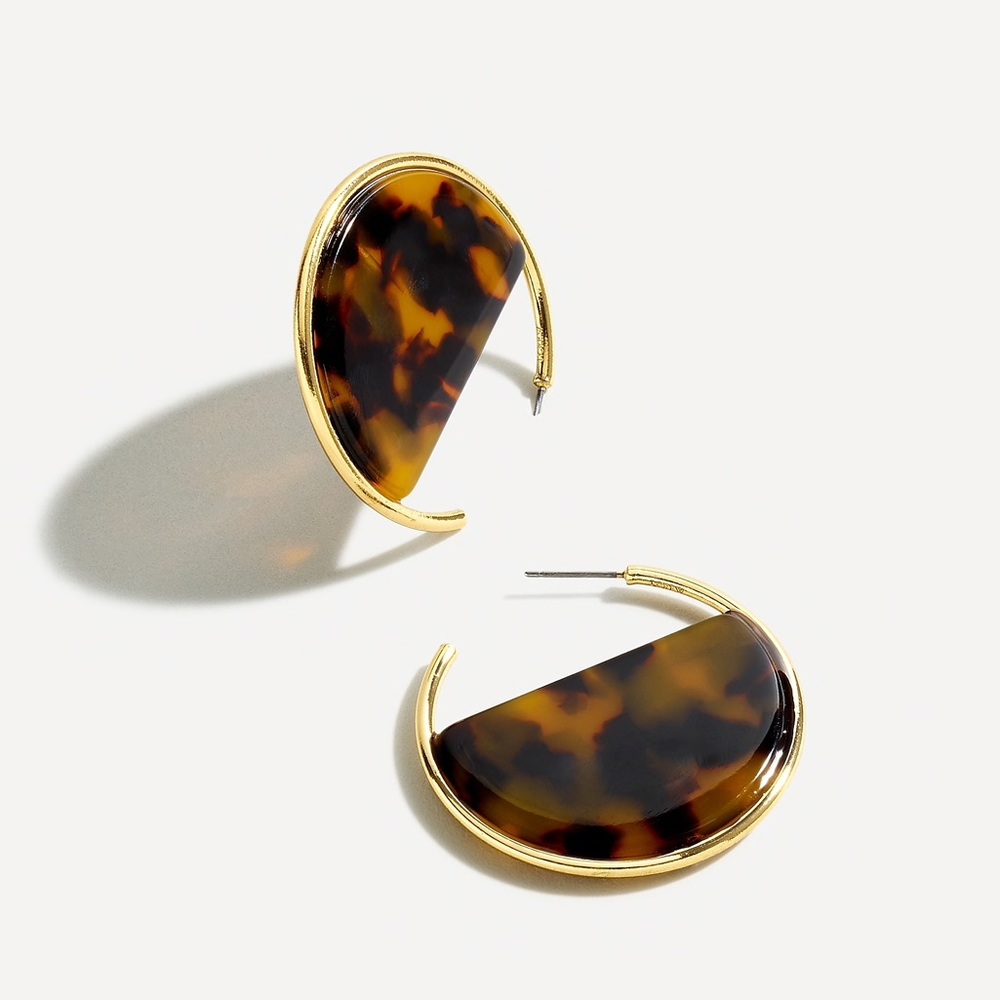 JCREW Acetate Hoop Earrings NWT OS Tortoise